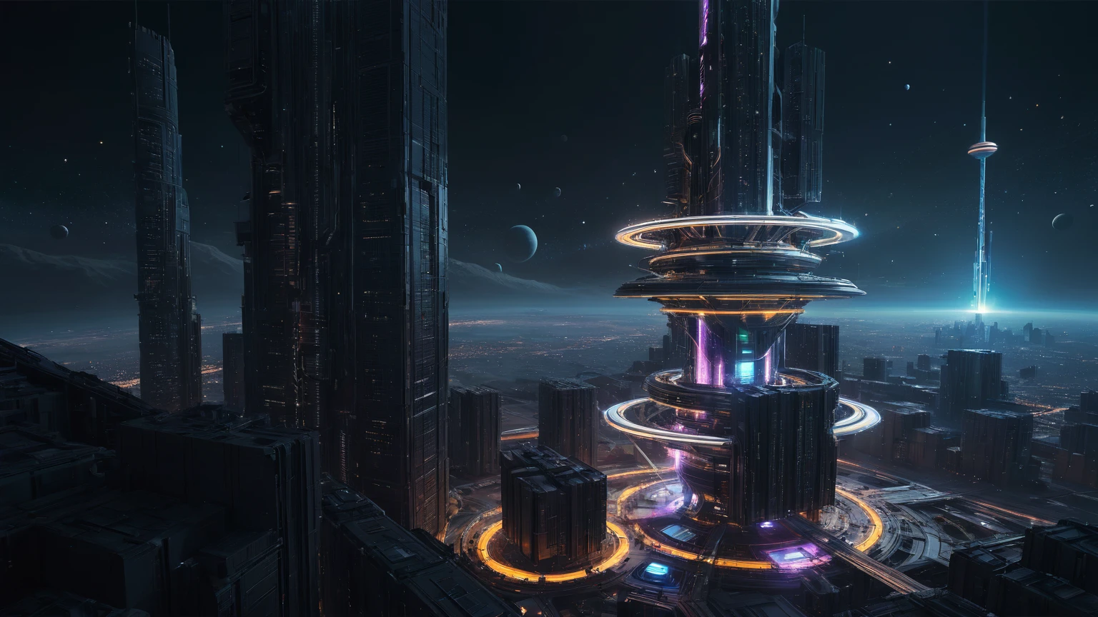 brightly colored abstract image of a space station with a spiral, epic beautiful space scifi, chaotic cinematic space rift, greg beeple, planets colliding, beeple and tim hildebrandt, beeple and jean giraud, end of the universe, galaxy space sci-fi, ringworld, by Mike "Beeple" Winkelmann. Matrix style, (((((Matrix cascading code))))), (((((a futuristic twin tower skyscraper with a unique twisted design))))), (((((OLED GUI interfaces in the building))))), at night, (((((1girl, solo))))), photo realistic, (((large-breast:1.2 slim body, cleavage))), (((off broken mini sling-shirt and black sling bra, extreamly short pleated miniskirt exposing panty))), (((((running pose))))), (((((((((matrix style black micro sunglasses))))))))), ((((((((((aiming with a short gun)))))))))), (((((looking at camera))))), (((very low view))), (((((half-body thigh level medium shot))))), (((cinematic lighting))).