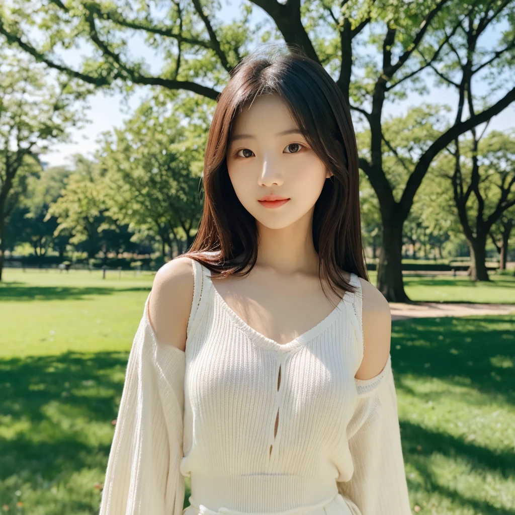 beautiful sunshine girl，Park Background