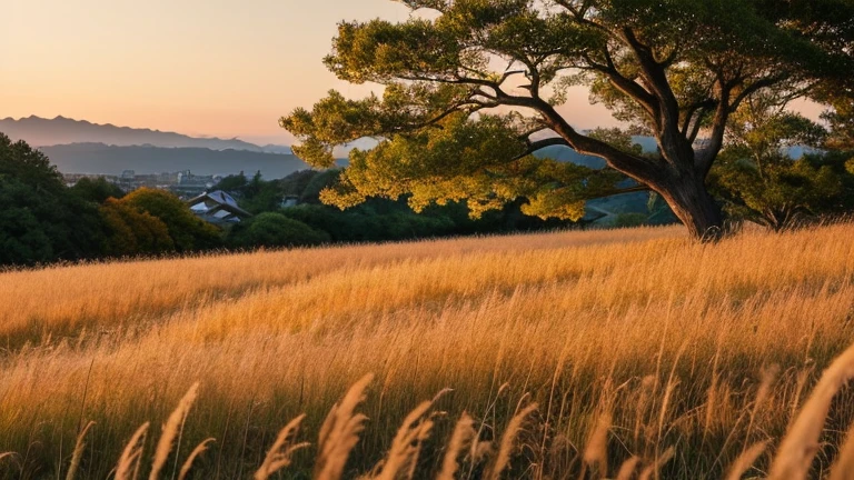 landscape、Japanese silver grass、autumn、field、evening、A masterpiece、null、There are no people、Fantasy