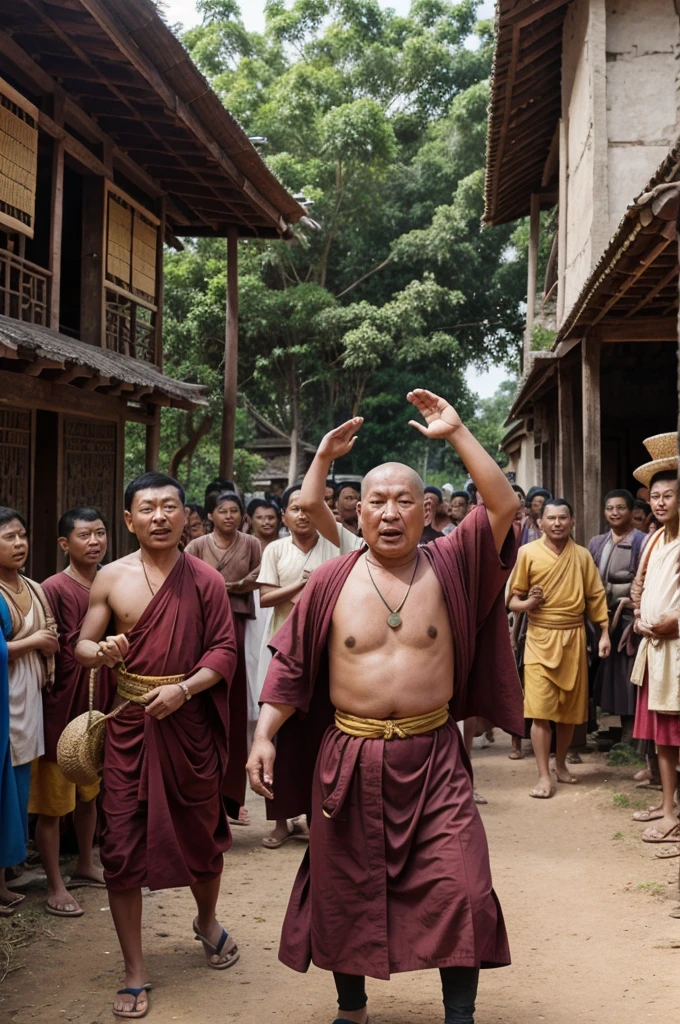 Describe Buddha's arrival in a new village.
Introduce the villagers who are against Buddha.
Villagers' Reaction: