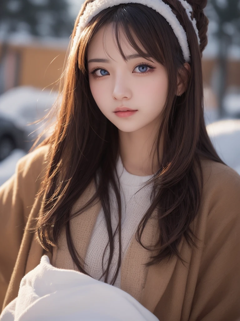 Tabletop, Highest quality, shape, Very detailed, finely, High resolution, 8k wallpaper, 完璧なダイナミックな構shape, Beautiful and beautiful eyes, Winter women's fashion,Straight hair,Small breasts、Natural color lip, Bold sexy pose,smile、20-year-old girl、cute、sexy shot looking at camera,Night view,Beautifully detailed face、KPOP idol faces,Japanese idol faces,Elegant face,Classy woman,Slim face and body,Small face,Big eyes,とてもcute顔,Putting on gal makeup、(They fall in love with the viewer and stare at them with adoring eyes.:1.8)、