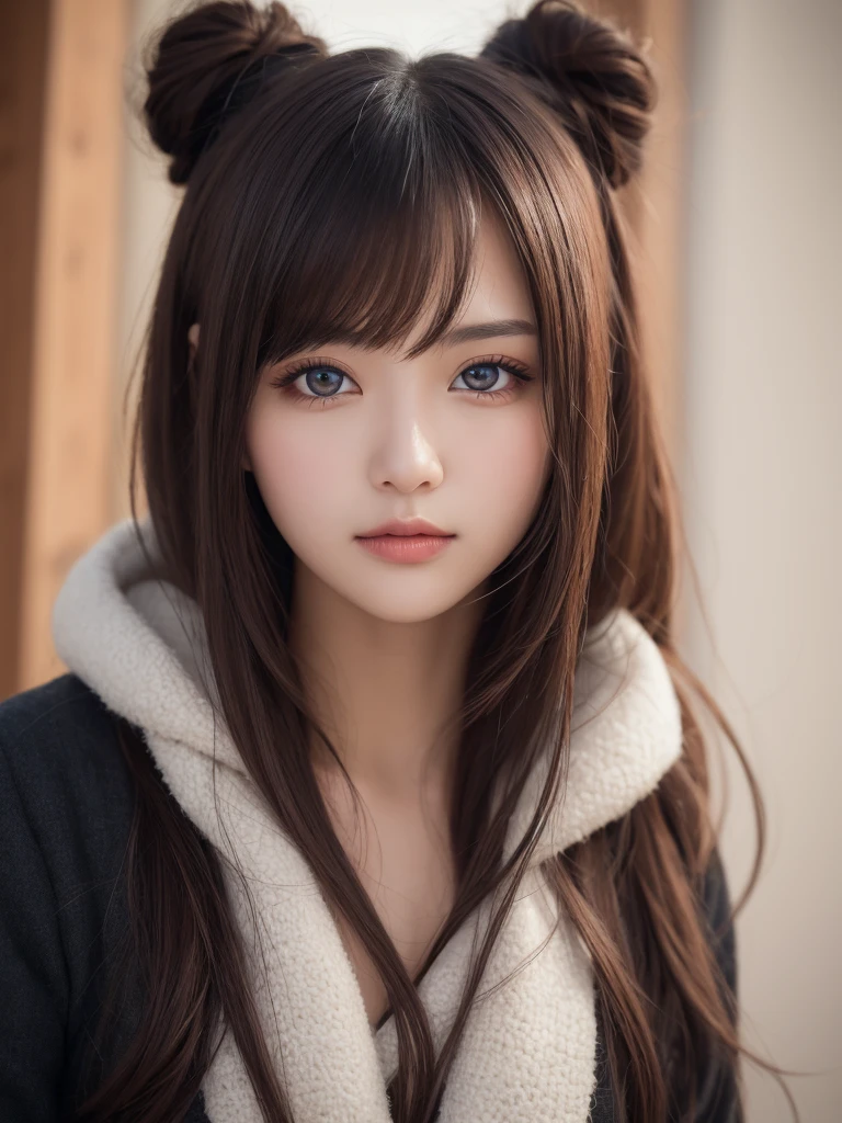 Tabletop, Highest quality, shape, Very detailed, finely, High resolution, 8k wallpaper, 完璧なダイナミックな構shape, Beautiful and beautiful eyes, Winter women's fashion,Straight hair,Small breasts、Natural color lip, Bold sexy pose,smile、20-year-old girl、cute、sexy shot looking at camera,Night view,Beautifully detailed face、KPOP idol faces,Japanese idol faces,Elegant face,Classy woman,Slim face and body,Small face,Big eyes,とてもcute顔,Putting on gal makeup、(They fall in love with the viewer and stare at them with adoring eyes.:1.8)、