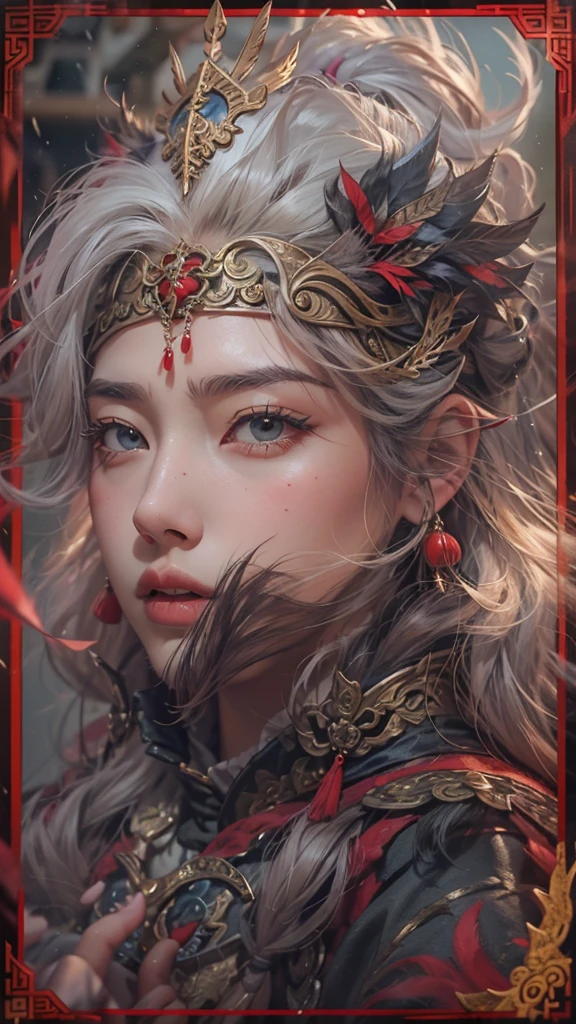 ((masterpiece))), (((better quality))), ((Ultra - Detailed)), (hyper realistic), (Very detailed CG illustration), cinematiclight, realist, 아주 잘생긴 youth, take control of your body, Complex EABA Details, Red Capret, window,horseback riding,Grey Armor,do not wear a helmet,Commander of the Three Kingdoms,rubu,white facial hair,short beard,bronze armor,미늘window,20 years old,youth,Chinese idols,His expression was stern.,hair is dark and thick.,tall and strong,It gives a sense of heroism,without helmet