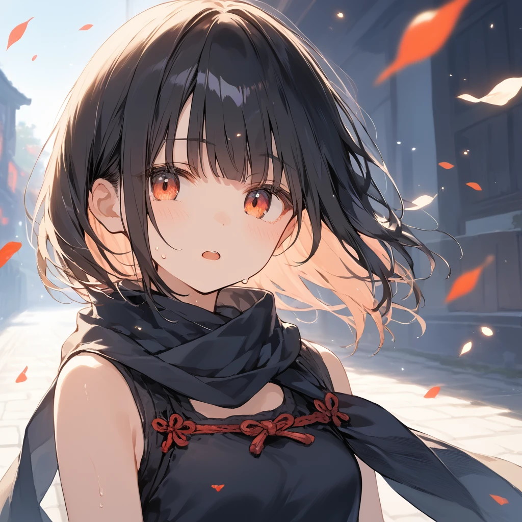 score_9, score_8_up, score_7_up, source_anime, best quality, masterpiece,ultra-detailed,official art, absurdres, highres, waifu2x, break,1girl, ninja, short hair, blunt bangs, small breasts,beautiful detailed eyes, expressionless, sleeveless, scarf, sweat, open mouth, (yawn:0.3), sleepily, night, outdoors, break,(clear line illustration:1.2),very high resolution, very aesthetic, super detailed skin, Best cinematic lighting powered by famous artist, 8k,cute picture,beauty illustration,photoshop_(medium),,(Detailed Lighting),best anime 8k konachan wallpaper, pixiv contest winner,