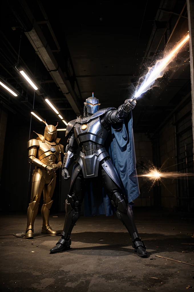 Wizard and robot show him power