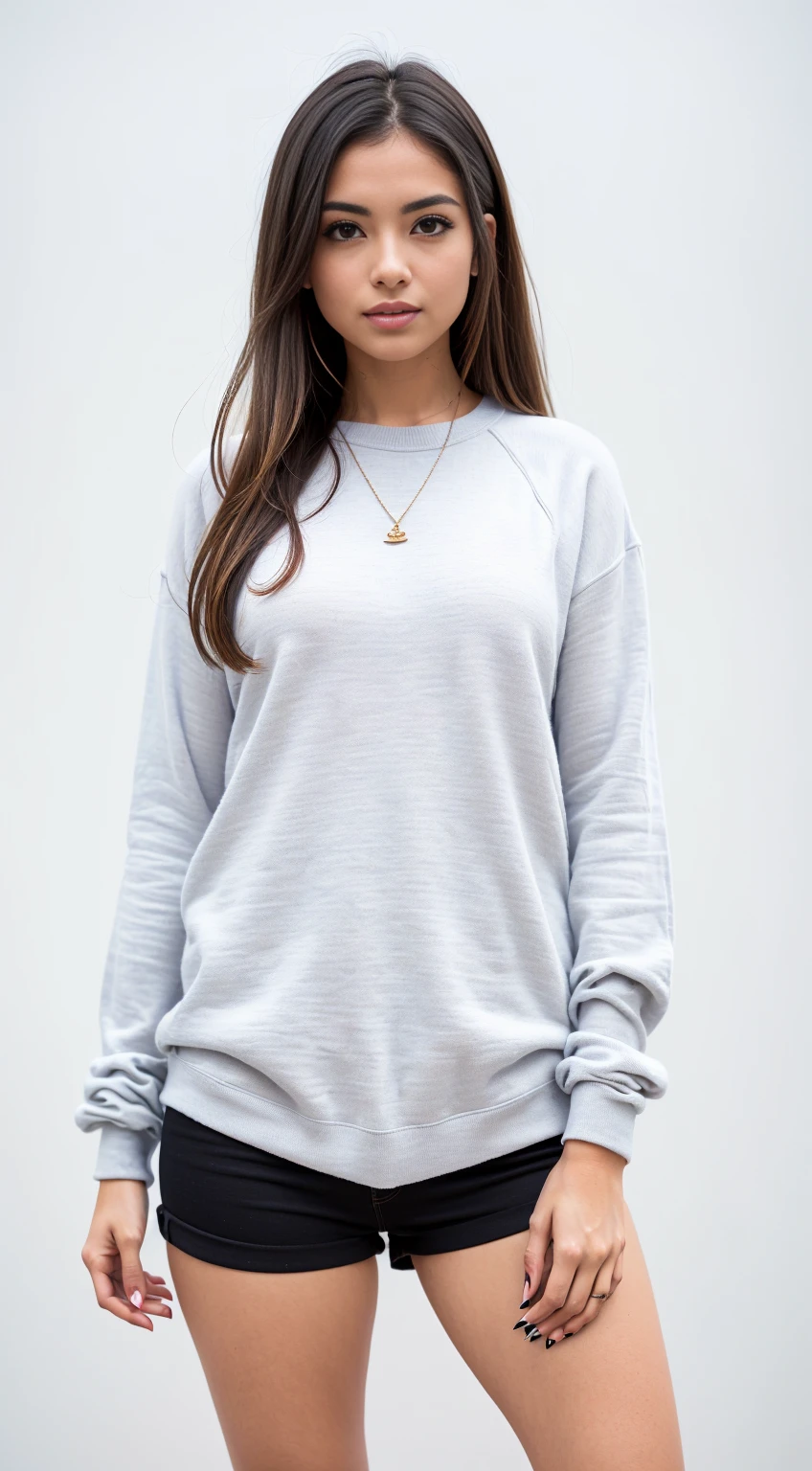 a woman in a cinza capuz e shorts muito curto poses for a picture, wearing an superdimensionado capuz, superdimensionado capuz, cinza capuz, wearing capuz, wearing a cinza encapuzado sweatshirt, capuz, wearing a capuz, gray capuz, um casaco com capuz, wearing a um casaco com capuz, girl wearing capuz, superdimensionado, vestindo moletom, light cinza, cinza, Roupa casual, in a capuz, cinza capuz opened, encapuzado