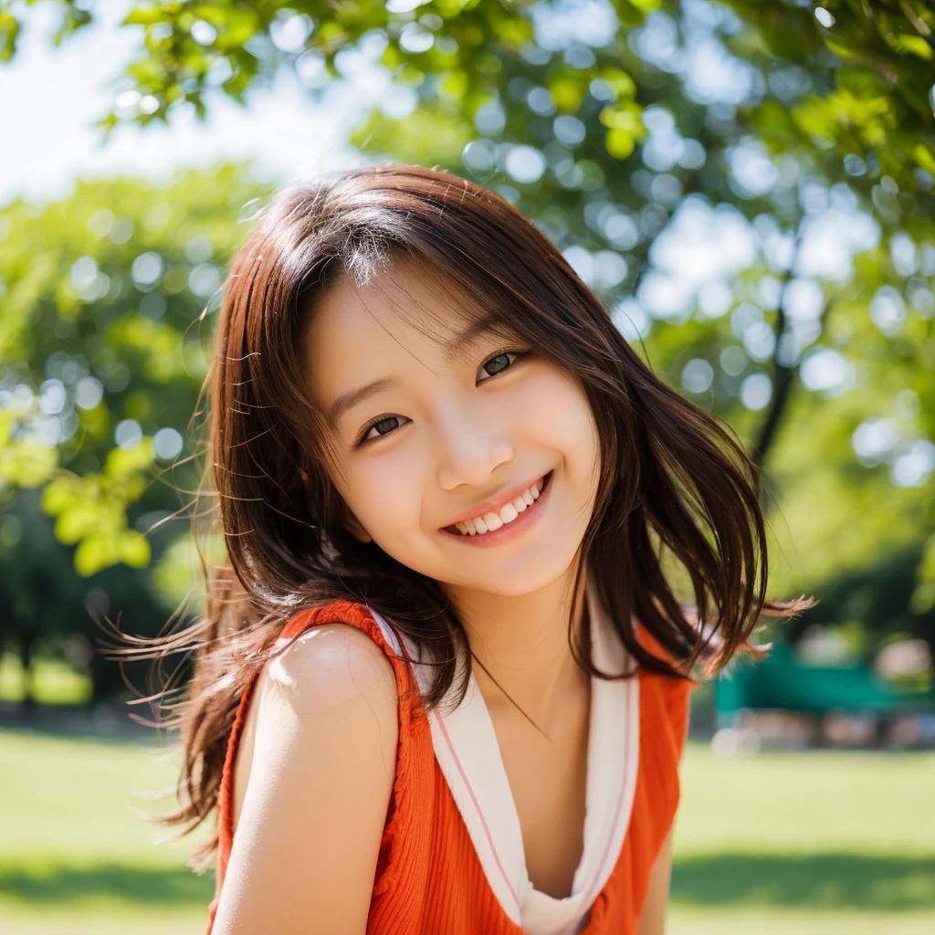Smile,beautiful sunshine girl,Park Background