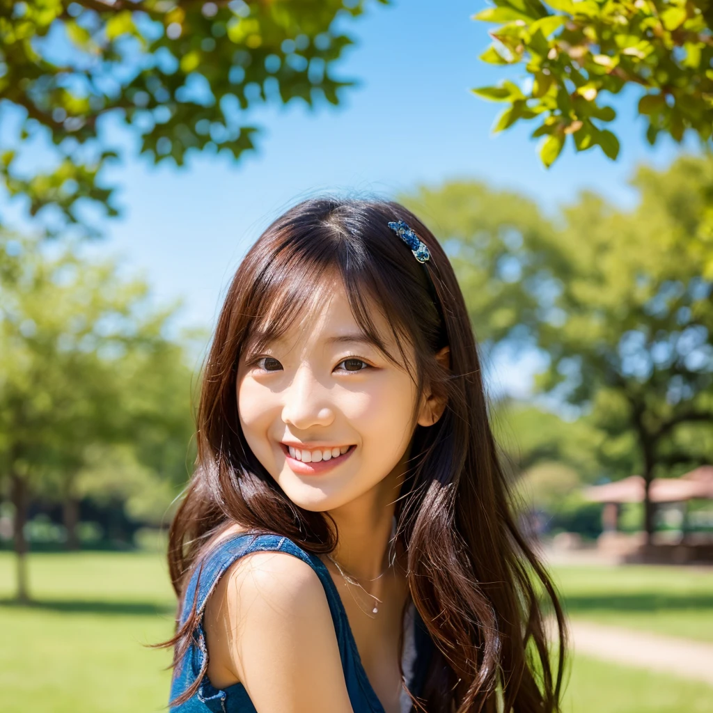 Smile,beautiful sunshine girl,Park Background
