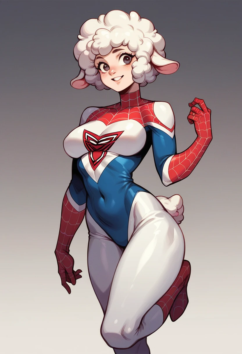 unreal sheep,wearing,Spiderman suit sheep