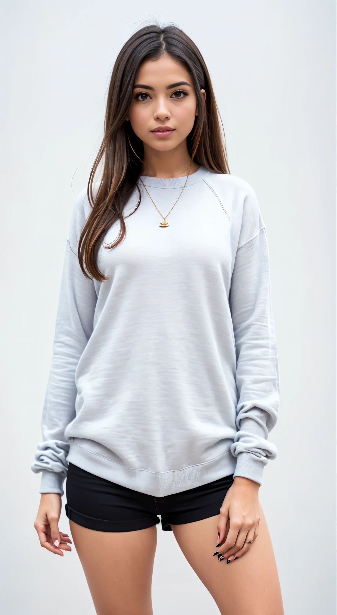 a woman in a cinza capuz e shorts muito curto poses for a picture, wearing an superdimensionado capuz, superdimensionado capuz, cinza capuz, wearing capuz, wearing a cinza encapuzado sweatshirt, capuz, wearing a capuz, gray capuz, um casaco com capuz, wearing a um casaco com capuz, girl wearing capuz, superdimensionado, vestindo moletom, light cinza, cinza, Roupa casual, in a capuz, cinza capuz opened, encapuzado