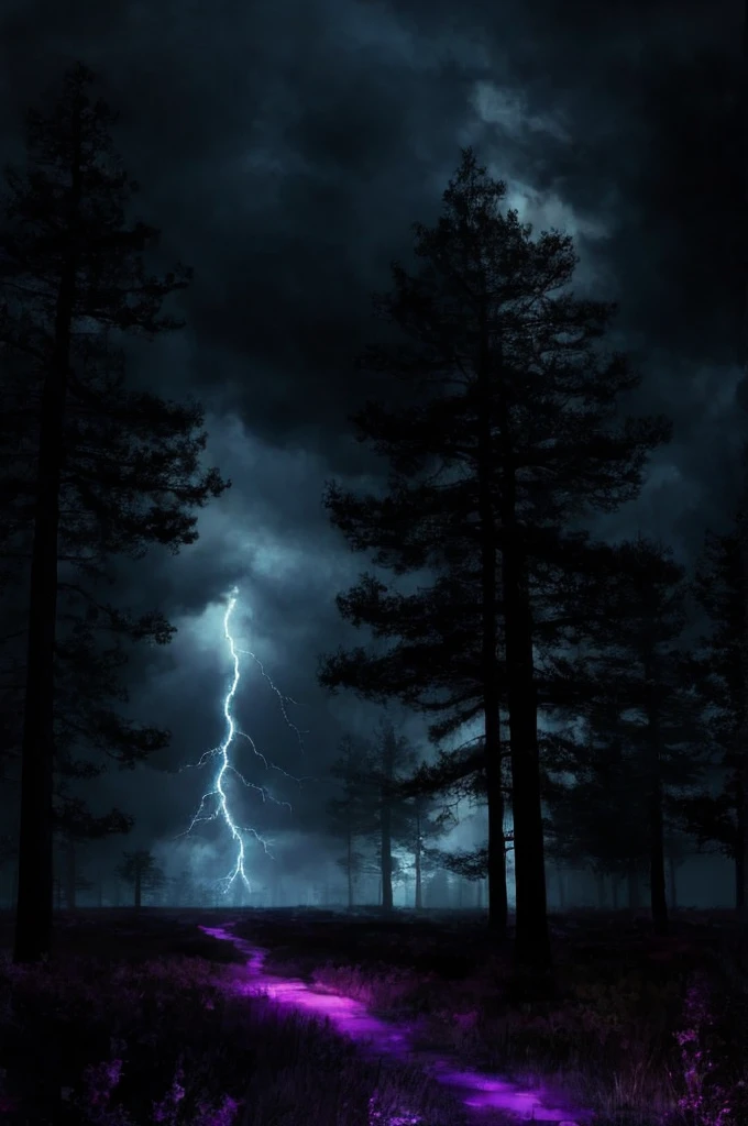 voidparadigm tree, storm theme, forest background,