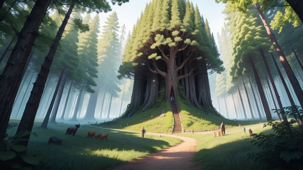 （Different world scene，forest），summer，towering，Intensive，Spectacular