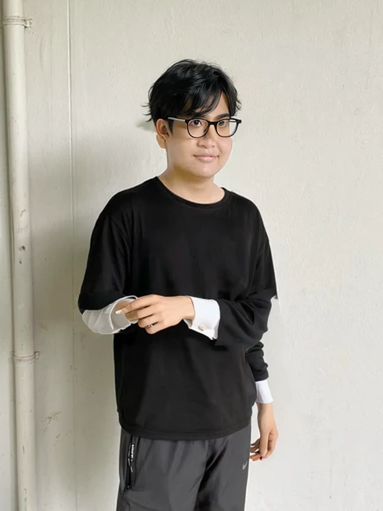 Messy Black hair man,glasses
