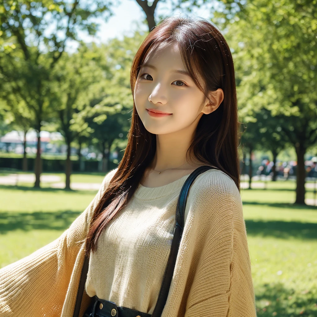 beautiful sunshine girl，lol，Park Background