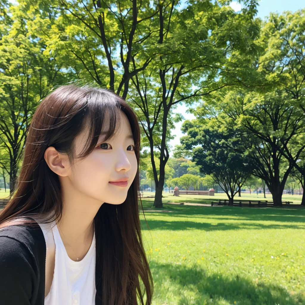 beautiful sunshine girl，lol，Park Background