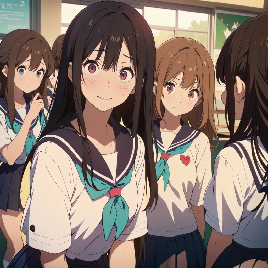 ((NSFW:1.3)),(Textured skin, Anatomically correct, Super Detail, high details, High quality, hight resolution, Best Quality, 1080p,4K),(One-person viewpoint, looking at viewer:1.2),
(Multiple girls in girl's school),(women's classroom:1.3)
((Multiple girls, 10+girl with, Group photo of the girls, Group photo of the girls:1.5))
(Girls of , 13 year old:1.5),(line up turn around with your buttocks sticking out:1.5),(Busts of all sizes:1.5),(women with various hairstyles:1.5),
(inviting you to have sex),
nsfw,(Provocative smile, seductive smile, naughty expression, Seductive expression),(embarrassed,blush:1.3)
(sailor uniform:1.5),sailor uniform lift,(shirt lift:1.2)
nsfw,(skirt lift:1.3),(showing off pantie:1.3),panties aside, bra aside, dripping love juice