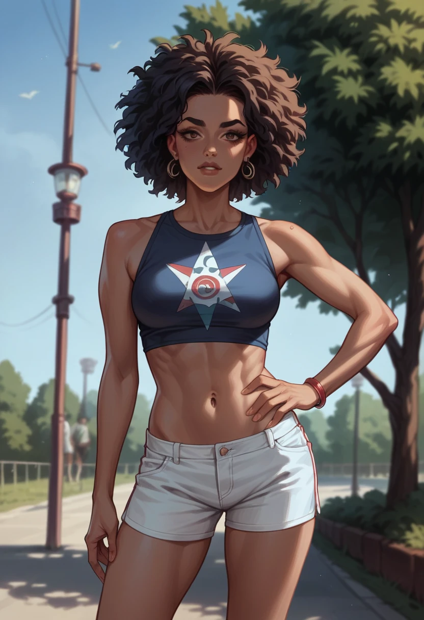 Afroamericana con ropa deportiva