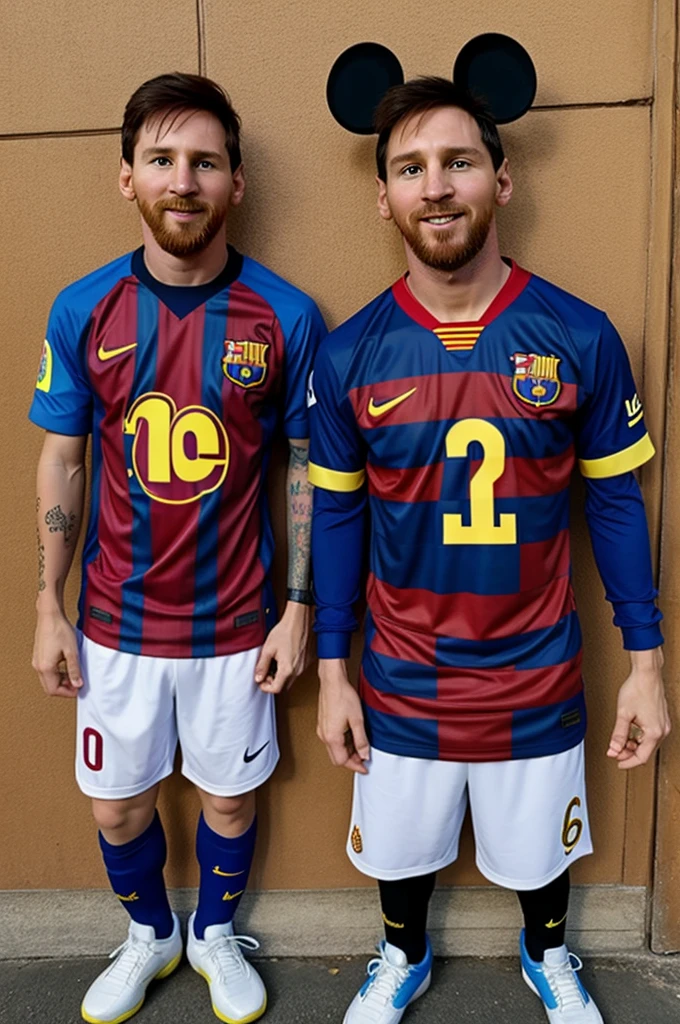 Messi y Micky mouse peleandose