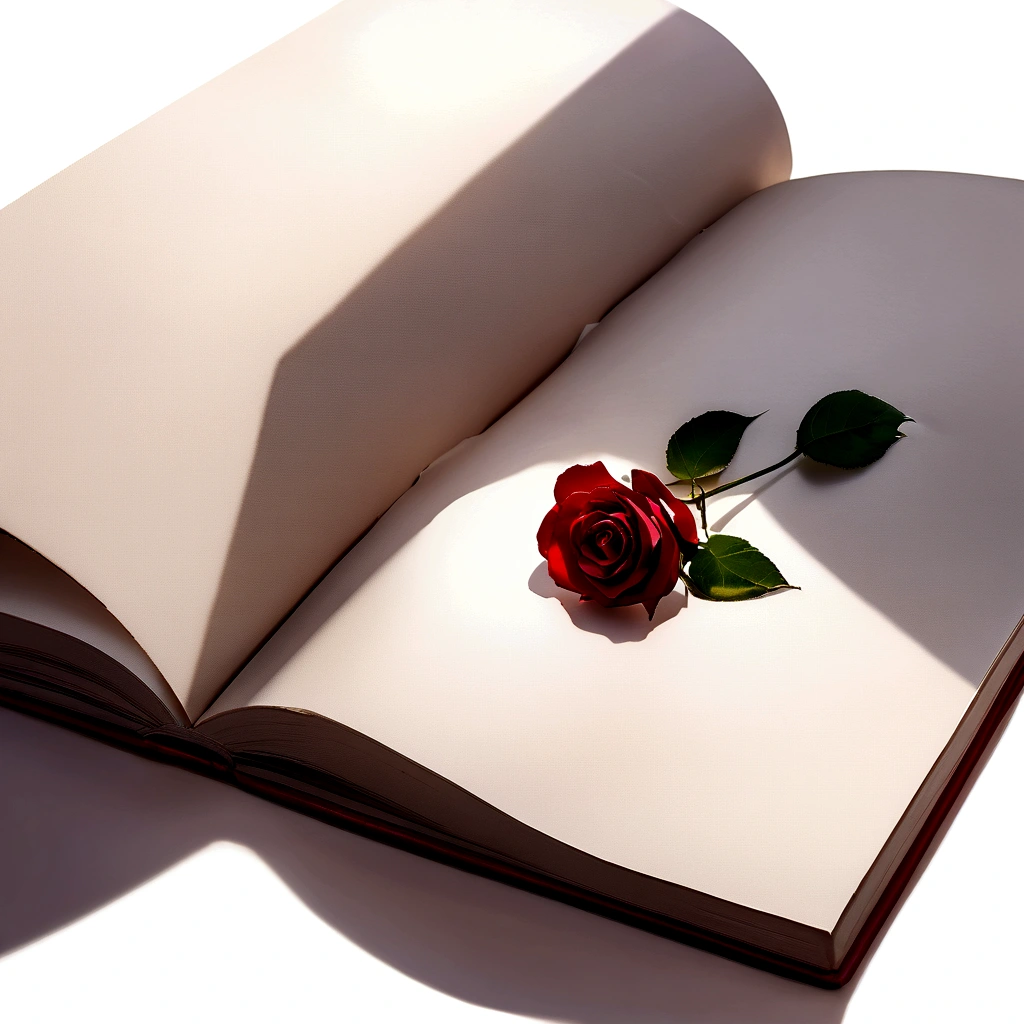 rose、red、3Book、photograph、Empty background