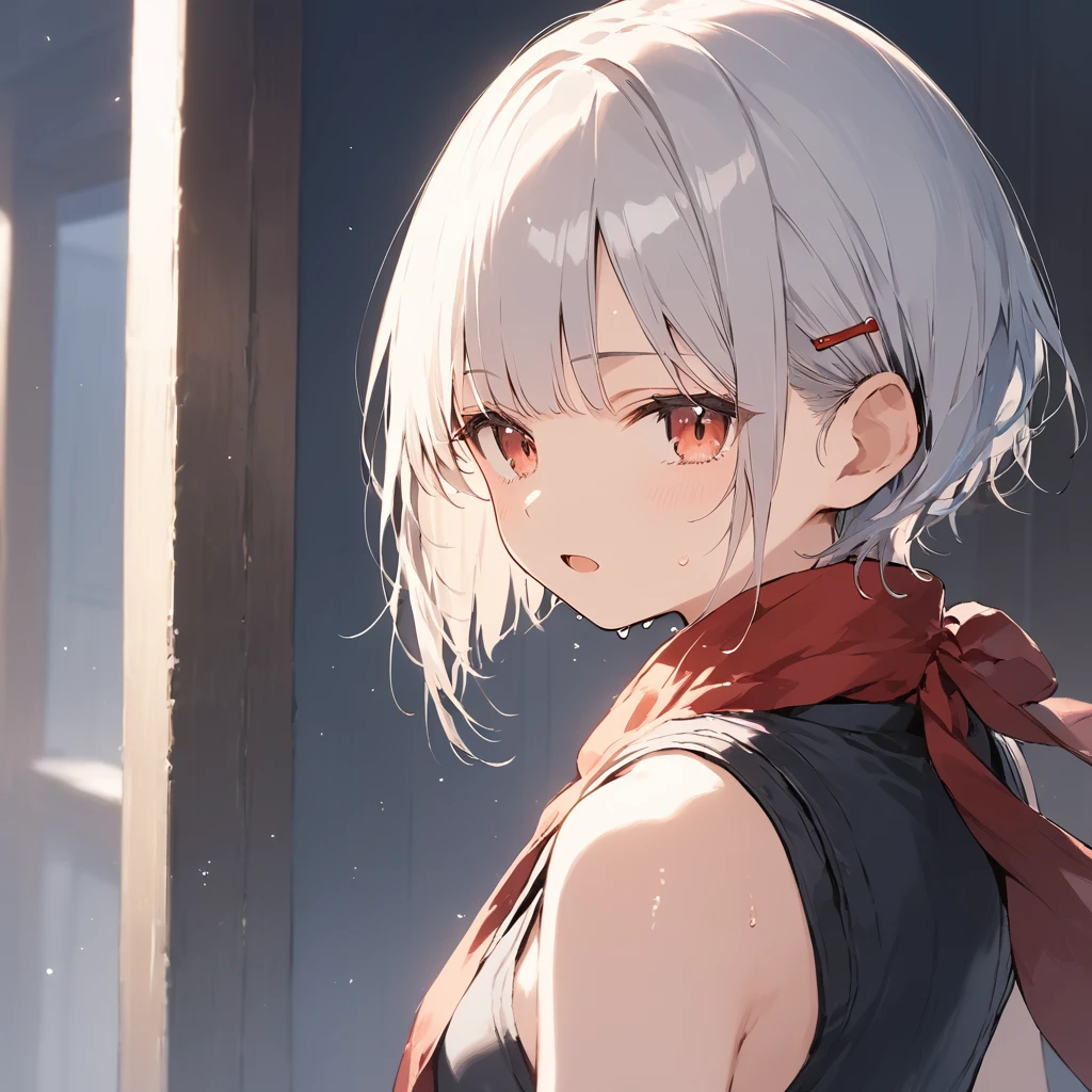 score_9, score_8_up, score_7_up, source_anime, best quality, masterpiece,ultra-detailed,official art, absurdres, highres, waifu2x, break,1girl, ninja, short hair, blunt bangs, small breasts,beautiful detailed eyes, expressionless, sleeveless, scarf, sweat, training, open mouth, (yawn:0.3), sleepily, night, outdoors, break,(clear line illustration:1.2),very high resolution, very aesthetic, super detailed skin, Best cinematic lighting powered by famous artist, 8k,cute picture,beauty illustration,photoshop_(medium),,(Detailed Lighting),best anime 8k konachan wallpaper, pixiv contest winner,