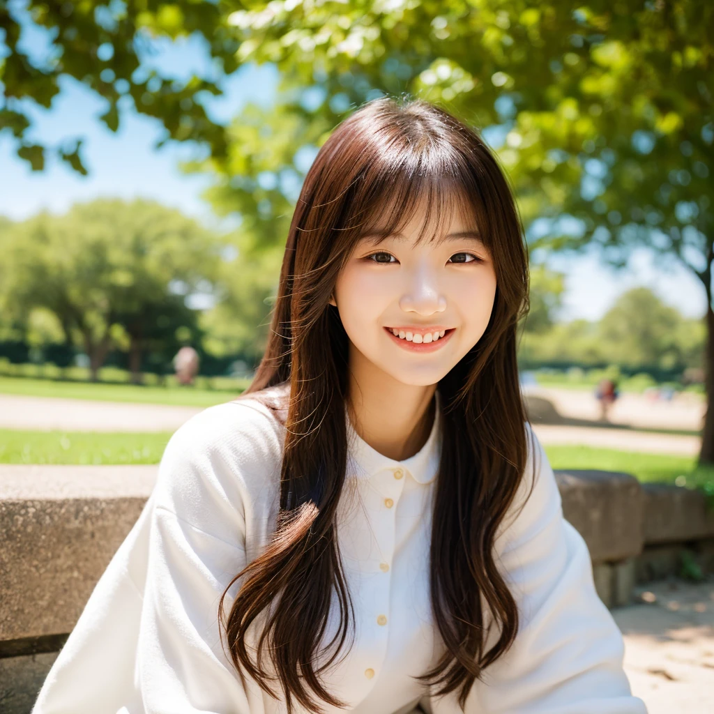 Smile,beautiful sunshine girl,Park Background