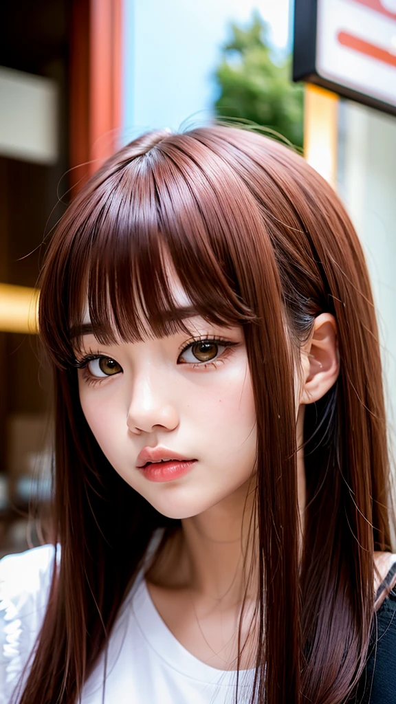 Close-up of a woman with long hair and a cigarette, Ela tem cabelo preto With bangs, Ulzzang, With bangs completa, Larisa Manovar, With bangs, Korean, cabelo arrumado With bangs, Young and pretty Asian face, cabelo comprido With bangs completa, cabelos longos With bangs, Young and adorable Korean face, Pale, round face, young asian girl