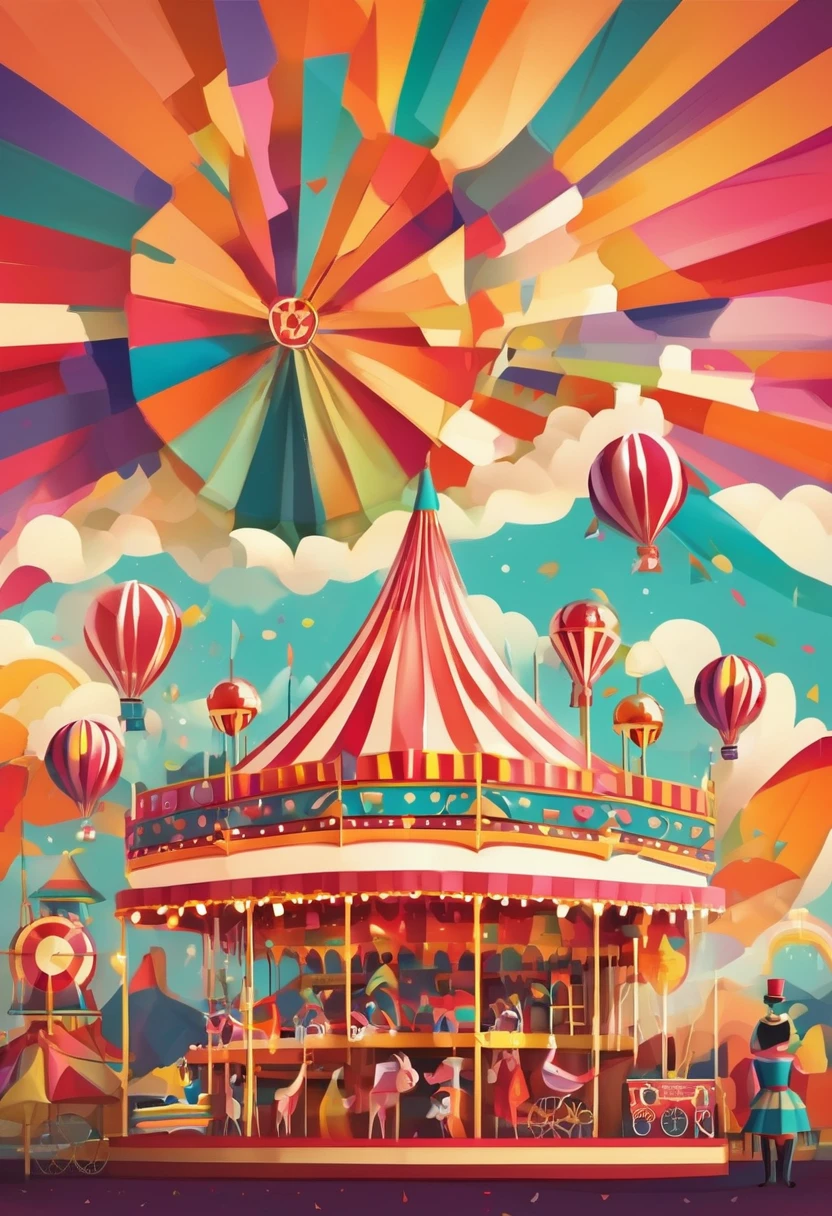illustration of a carnival with a ferris, circus, and other rides, artistic illustration, colorful illustration, fabulous illustrations, stylised illustration, dreamy illustration, beautifully illustrated, curiosities carnival, painterly illustration, illutstration, illustration!, amusement park, stylized illustration, blurred and dreamy illustration, a beautiful artwork illustration, #illustration, illustation, watercolor illustration style