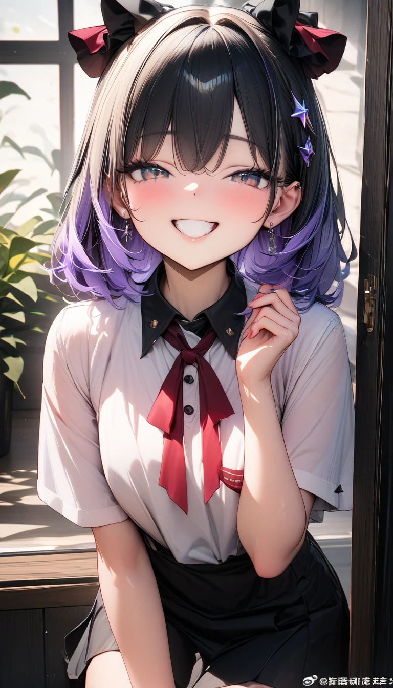 ((最high quality, 8k, masterpiece)), High resolution、(high quality: 1.5)、Very detailed、Detailed face、Bright colors、Natural light、Fine grain、Colorful eyes、Beautiful Face、非常にDetailed faceのテクスチャの女性,masterpiece, 最high quality, Detailed and beautiful eyes,最high quality、Best image quality、masterpiece,girl,smile,grin,(Brat),Cute clothes,skirt,Just beautiful,masterpiece,(laugh at),最high quality、so beautiful,High resolution,1girl, solo,(masterpiece:1.2)、(最high quality:1.2)、Latest Glossy Skin