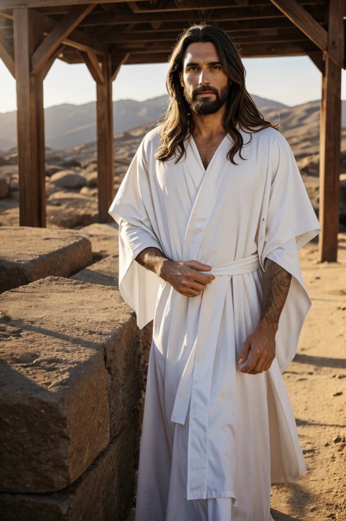 Jesus, Messiah, white robe holdings lamb