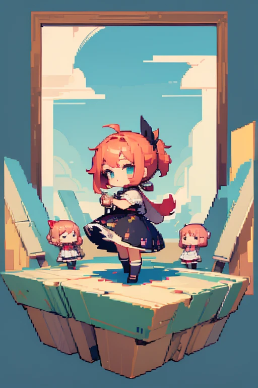 masterpiece , top quality , best quality , chibi character , pixel art , girl , full body ,