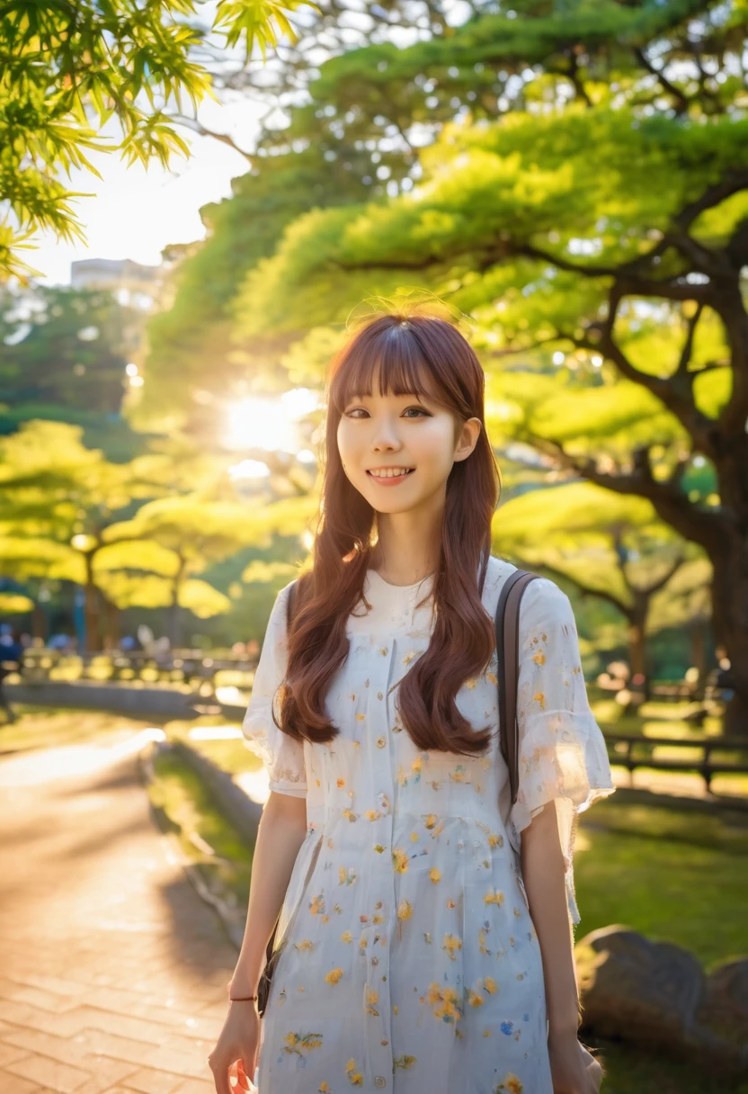 sunshine japanese girl，Park Background