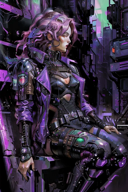 ((ultra realistic illustration:1.2)),(cyberpunk:1.4),(dark sci-fi:1.3). Sexy mech pilot, with short pink hair, wearing leather lingersuit, fishnets, jacket, thigh high boots. Rebellious. Dystopic megacity, gritty, neon, hell, Armored Core, Battletech. Front Mission. Masterpiece, (highly detailed:1.2),(detailed face and eyes:1.2), 8k wallpaper, natural lighting. core shadows, high contrast, bokeh.