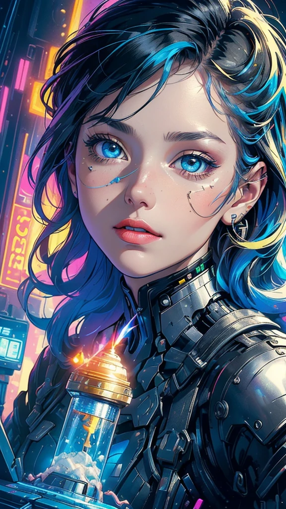 (((masterpiece, highest quality))),(((solo:1.2))),(((1girl:1.2))),32k wallpaper, very detailed, poster, vintage science fiction,(((((geometric cinematic movie poster))))), (bauhaus), shape,(((abstract))),(mid century modern),movie poster,(((((portfolio))))),(((((Close-up))))),(((((bust up))))),((((more various angle)))),(((highlight))),Vast landscape,((((heterochromia)))),(((complete. detailed face))),((((Extremely talented)))),(((((most complicated machine))))),((Overall colorfully)),neon sign