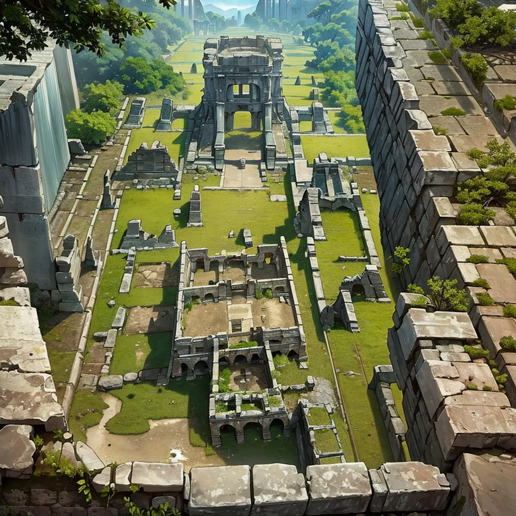 ((((No humans))))、Highest quality, Best Quality,((((Ancient ruins、rock、get lost))))、From above