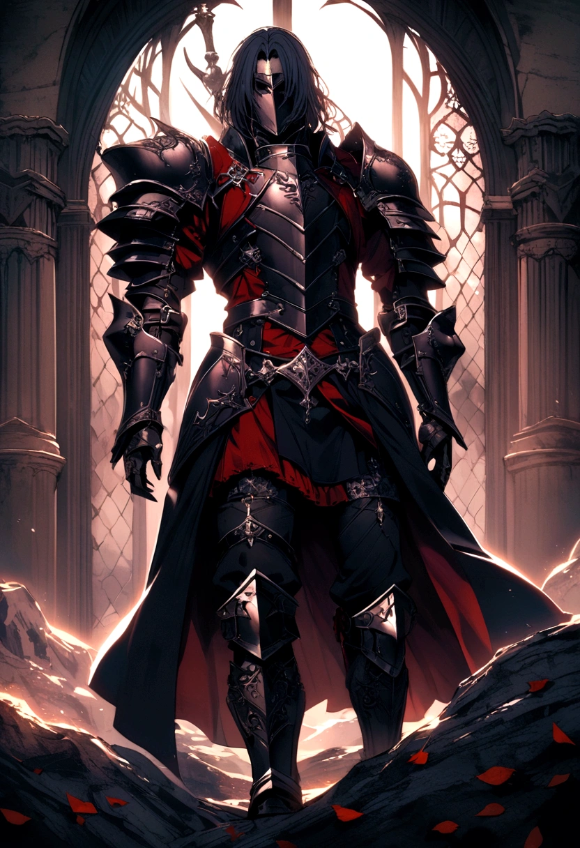 Gothic knight with armor in the color of France