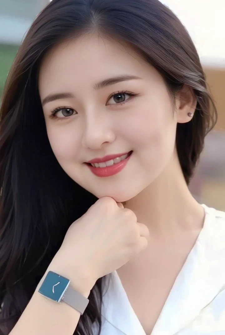 ((top quality、8k、masterpiece:1.3))、sharp focus, High level of image quality, high resolution,Draw lips correctly, red lipstick, from chest up, best quality, Super detailed, lifelike, Super fine skin, perfect anatomy, (Chinese women), (alone)Wear a floral green shirt,Buttons clearly visible,The buttons are all buttoned,white pants,。40 year old female,adult,charming smile,Chubby face,Round cheeks, ,Fat face,Chubby round face,big eyes,wavy long hair,Big breasts,Chubby body,,Leg length,stand,stand up,beach background