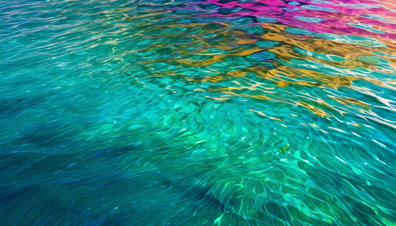 Create a background image with a colorful abstract sea pattern, using color gradations that reflect the sparkling colors of the sea water and the beauty of the underwater world.