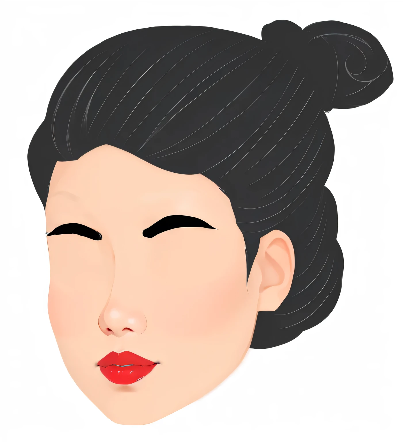 a cartoon of a woman with a bun in her hair, detailed face of a asian girl, south east asian with round face, asian face, an asian woman, detailed face of a woman, woman with black hair, detailed face with red lips, beauty woman with detailed faces, woman's face, woman human face, inspired by Itō Shinsui
