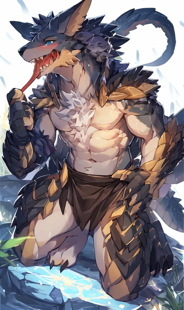 [(White background:1.5),::7] hexagon,armor ，正确of人体比例学，shark，Dragon Scale，粘液Tentacles，晶莹of翅膀，Tentacles，Kneeling on the stone，打开你of双腿，Dark Skin, Body上附着of小蓝色水晶，drink, ofBody，Dark Dark Skin，Male adolescents，Body， Magic Light, (, mountain peak, (of,rain,wind), sky sky, 详细of月亮, Light Particles, night, Starry Sky, (Kenket)(author：Pino Deheny), Imagine  ,go through, lie, 簡單of，collar，Dog Leash，锋利of爪子是黑色of，虚弱of，，紫色of眼睛，爱心形of瞳孔，Body是胶水，Black loincloth，散落of布条，overflow，Milk flows from the mouth，Sticking out tongue，Body上of白色液体，gag