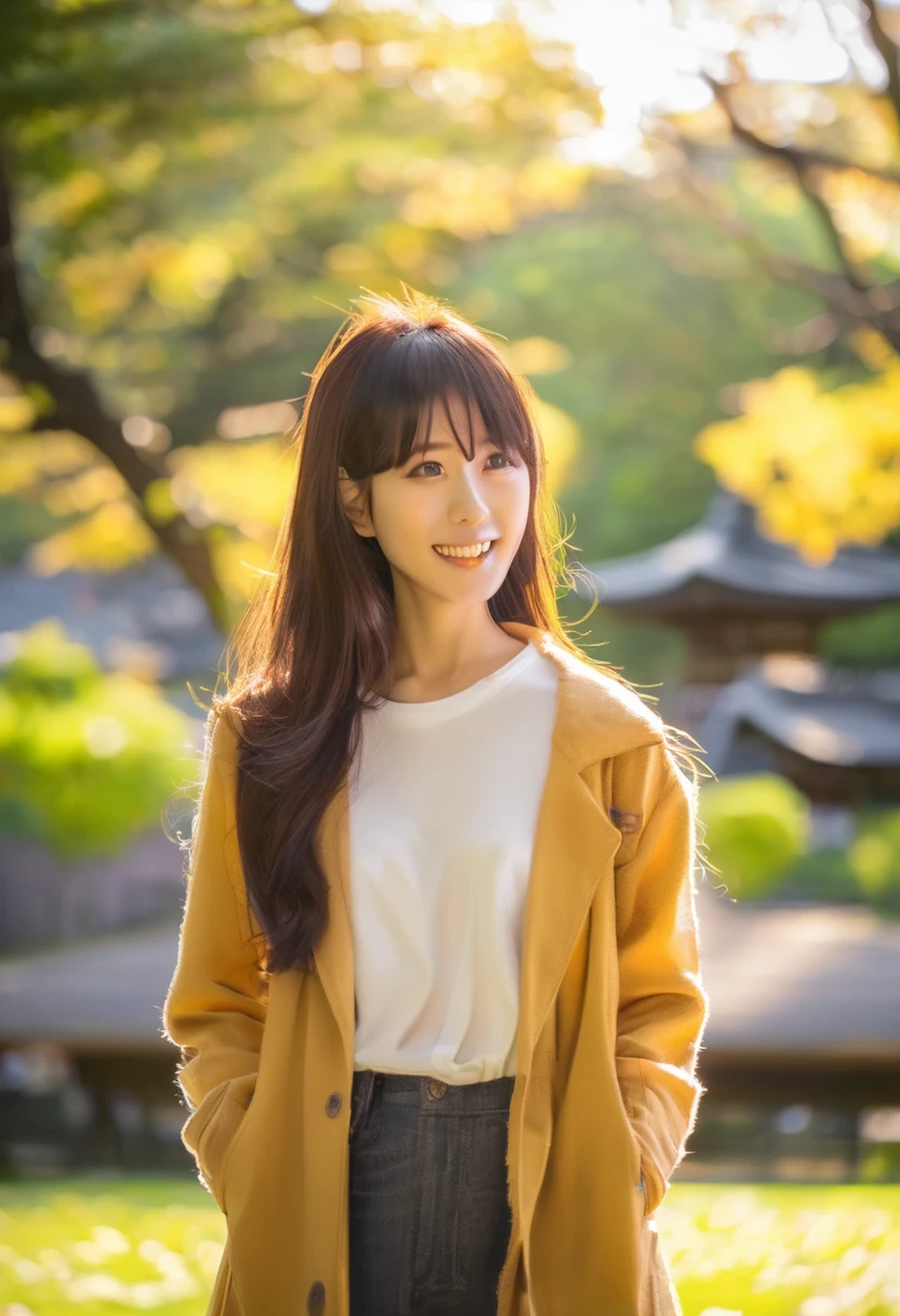 sunshine japanese girl，Park Background