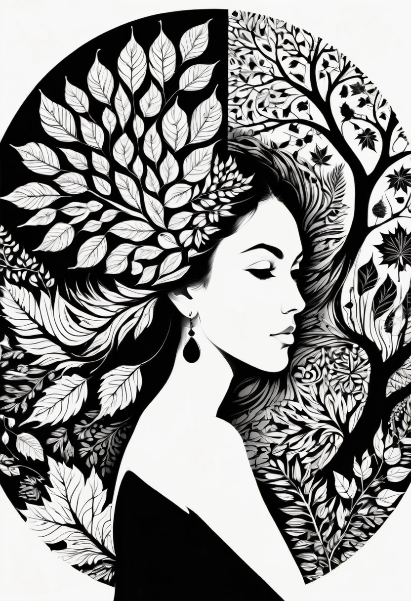 Silhouette Style Nude, Beautiful back, Cozy autumn themed Batik Art, Gorgeous geometric shapes, Wheel within wheel, pattern, autumn, View, Batik, fall decorations, autumn elements
. High contrast, Simple, black and white, Stark, dramatic