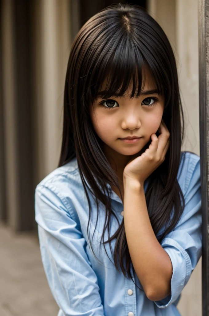 A girl, shy