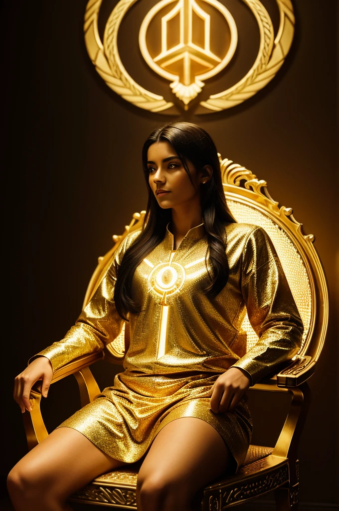 The image features a person sitting on a chair, with the words \"Krishenedu Ray\" illuminated above them in a golden hue, suggesting a sense of power or importance.