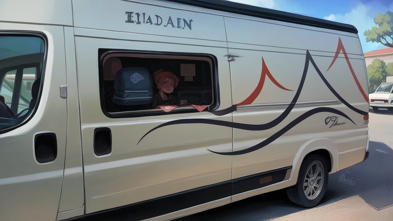 Add the text Julia's Baps to the side of the van