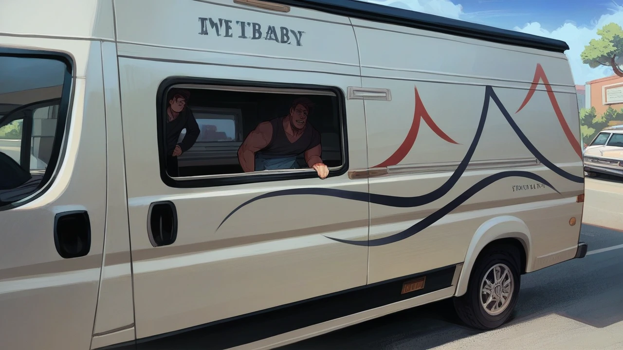 Add the text Julia's Baps to the side of the van