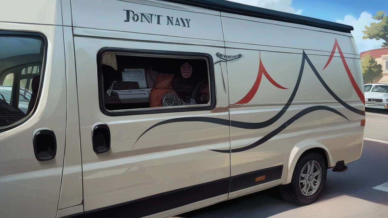 Add the text Julia's Baps to the side of the van