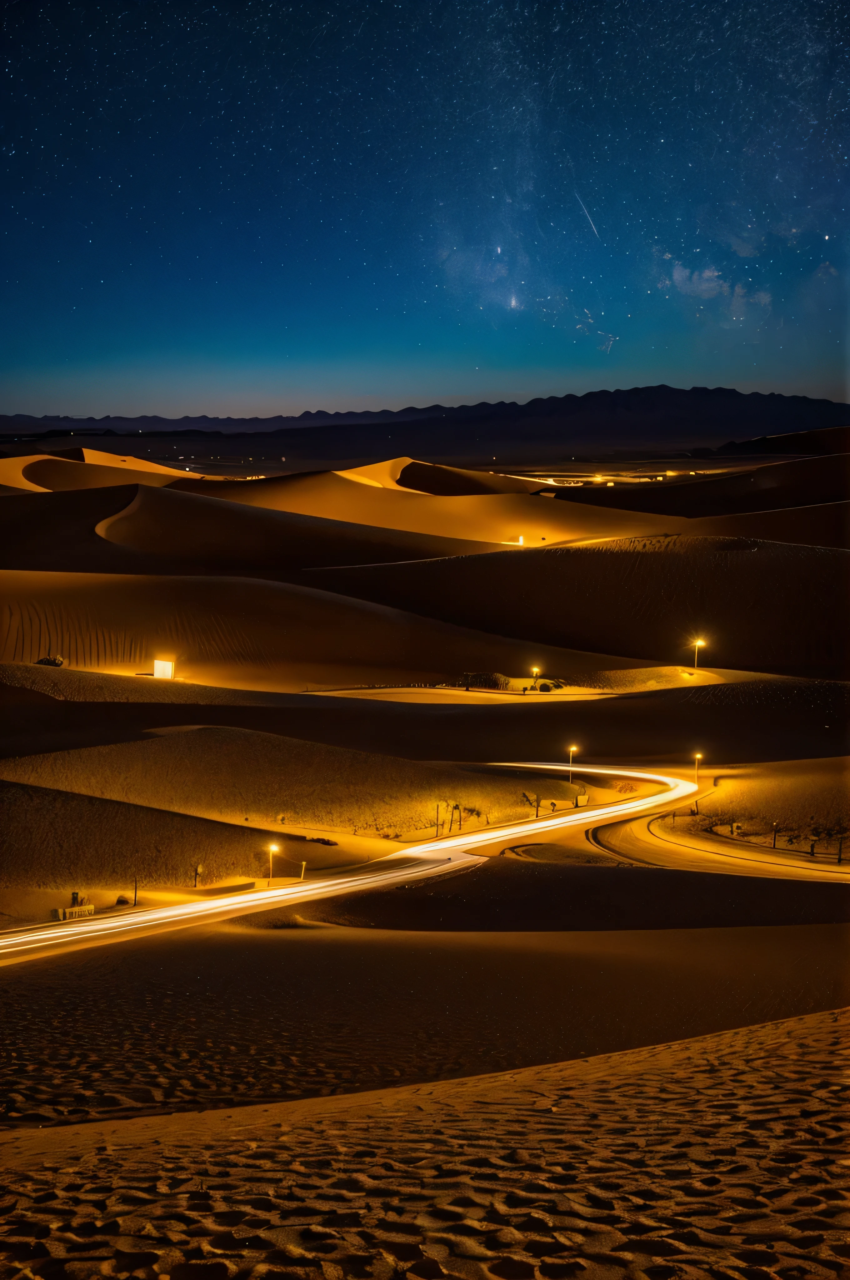 The desert night is clear and realistic.