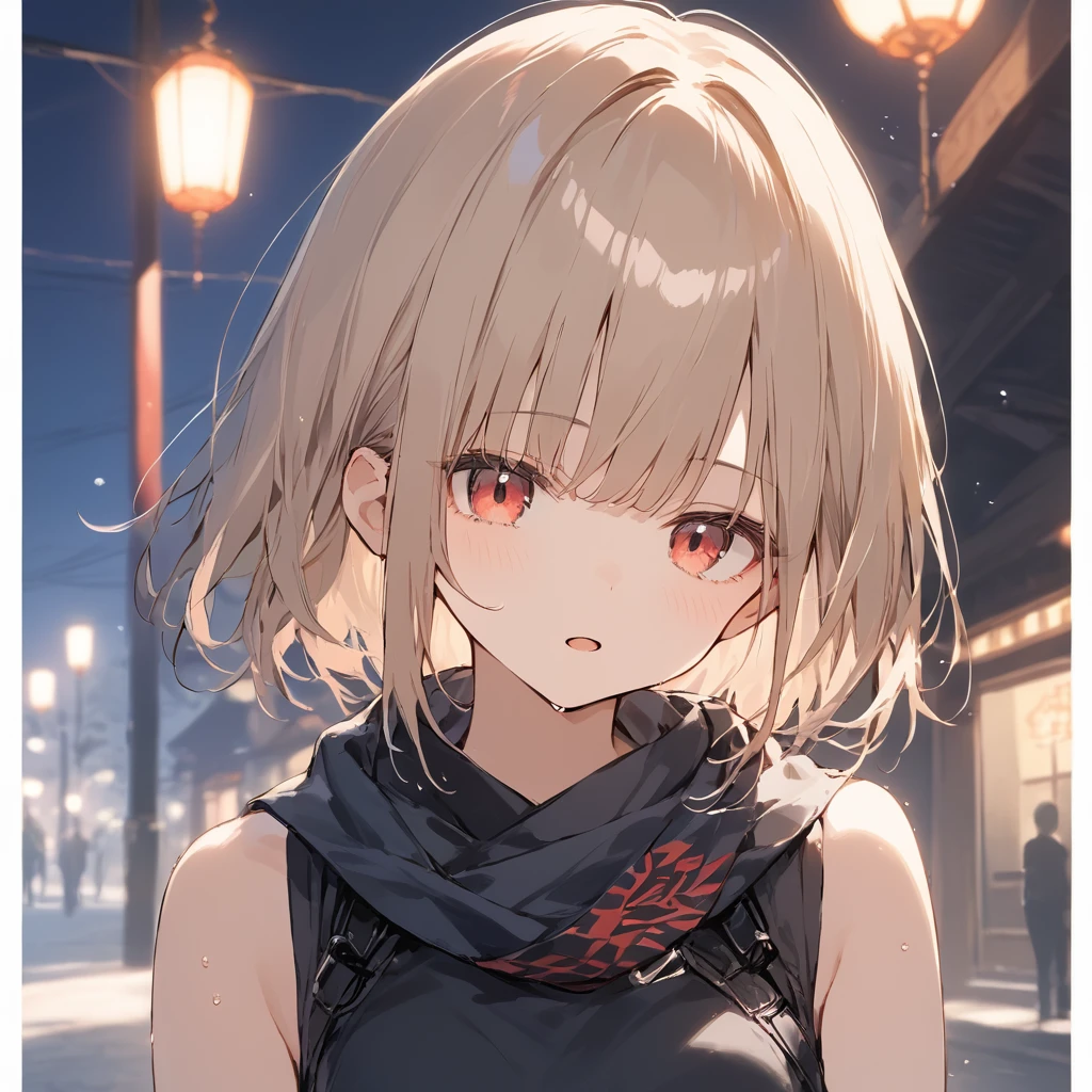 score_9, score_8_up, score_7_up, source_anime, best quality, masterpiece,ultra-detailed,official art, absurdres, highres, waifu2x, break,1girl, ninja, short hair, blunt bangs, small breasts,beautiful detailed eyes, expressionless, sleeveless, scarf, sweat, in mission, open mouth, (yawn:0.3), sleepily, night, outdoors, break,(clear line illustration:1.2),very high resolution, very aesthetic, super detailed skin, Best cinematic lighting powered by famous artist, 8k,cute picture,beauty illustration,photoshop_(medium),,(Detailed Lighting),best anime 8k konachan wallpaper, pixiv contest winner,