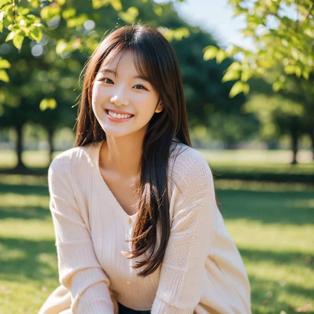 Smile,beautiful sunshine girl,Park Background