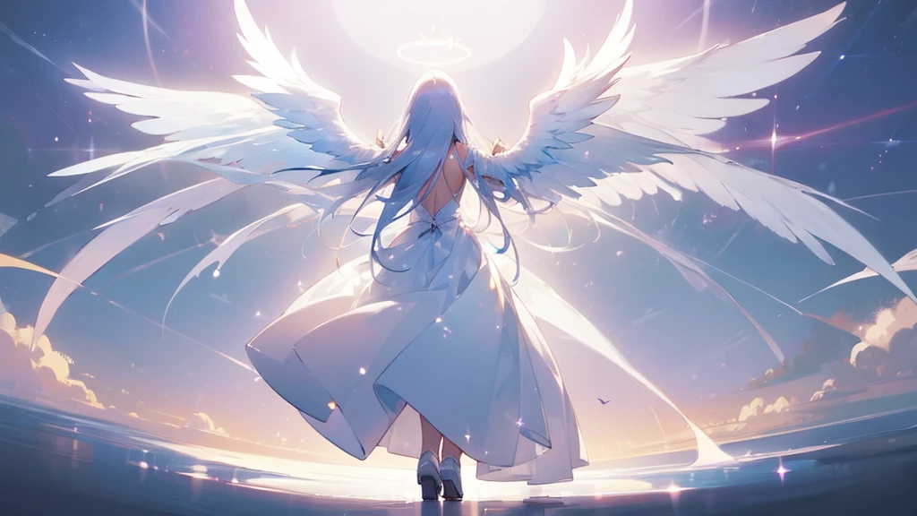 
One (Back view:1.5) A very beautiful female angel\(Long platinum hair, wide back white dress,Big beautiful white wings seen from behind,Very beautiful shining halo\), She spreads her arms wide and tenderly as if asking for help., She&#39;s on the clouds、Looking down at the world below, Fierce war\(Lots of fires of war,fail,weapons\(Fighter\) Many buildings collapsed, Nature is destroyed, Magnificent and spectacular views\) It&#39;s happening under the clouds, BREOneK ,quality\(8k,非常に精細なCGユニットのwallpaper, masterpiece,High resolution,top-quality,top-quality real texture skin,Surreal,Increase the resolution,ROneW photos,最高quality,Very detailed,wallpaper,Cinema Lighting,Ray-tracing,Golden Ratio\),[Browsing Caution],Dynamic Angle,[Browsing Caution],From above